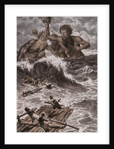 Illustration of Giants Attacking Sinbad from Tales of the Arabian Nights by Anonymous