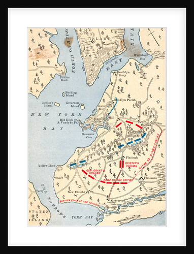 Early Map of Long Island Showing Battle Grounds by Anonymous