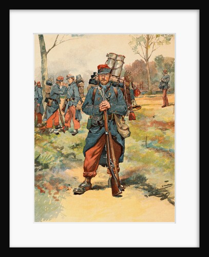 Lithograph Depicting a French Soldier and His Company by Georges Jeanniot
