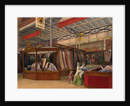 Color Print Depicting a Textile Display at the 1851 London Exposition by Anonymous