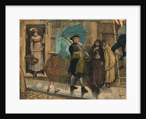 Citizens Observing Jonas Hanway with Newly Invented Umbrella by Anonymous