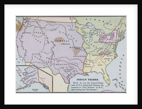 Map of America Showing Indian Tribes' Location by Anonymous