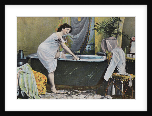 Woman Testing Water Temperature in Bathtub by Anonymous