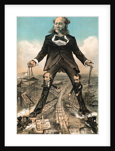 Depiction of Railroad Tycoons Pulling Strings to Train Activity by Anonymous
