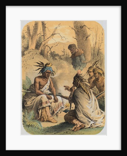 Sioux Indians Conversing with Prisoner Tied to Tree by Anonymous