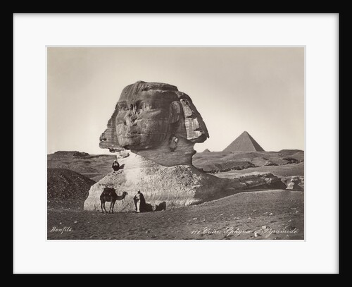 Egyptian Men with Camel at Sphinx by Anonymous