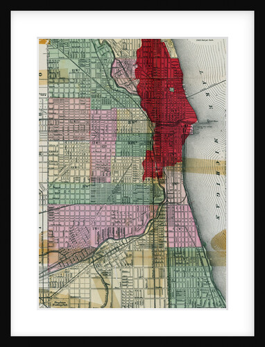 Chicago City Map Showing Section of Terrible Fire by Anonymous