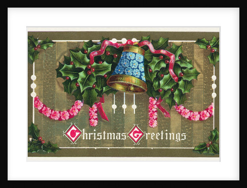 Christmas Card with a Bell and Holly by Anonymous