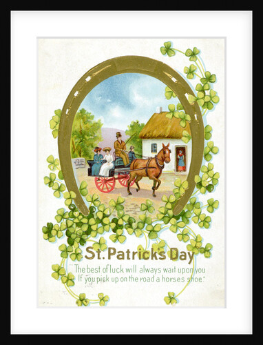 Family Riding In Carriage On Card by Anonymous