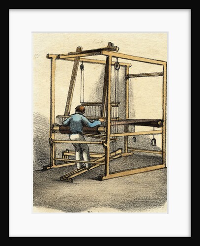 Man Working on Hand Weaving Loom by Anonymous