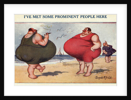 Overweight Men Smoking on the Beach by Anonymous