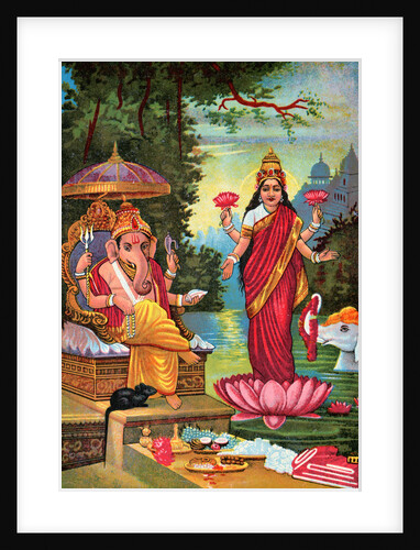 Hindu God Ganesha with Hindu Goddess Lakshmi by Anonymous