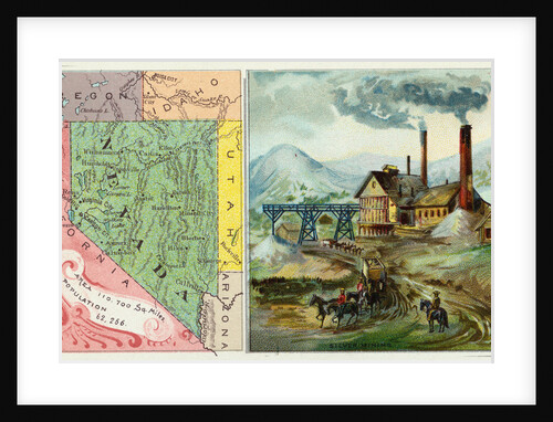 Map of Nevada and Silver Mining Camp by Anonymous