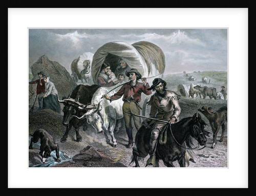 Engraving of Emigrants Crossing Plains by Anonymous
