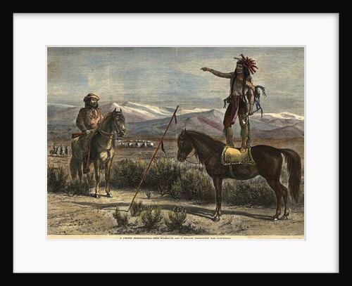 A Chief Forbidding the Passage of a Train Through His Country Hand-Colored Print by Anonymous