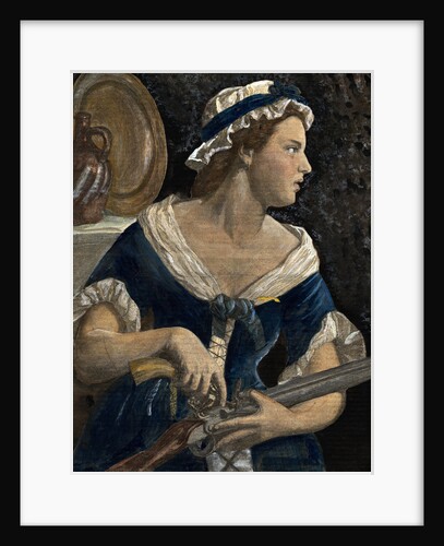 Painting of a Woman Loading a Rifle by Anonymous