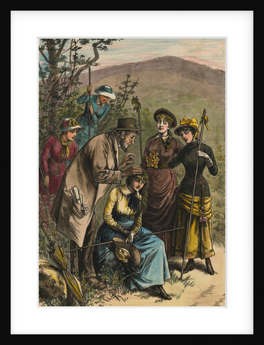 Phrenologist and Women on Mountain Trail by Anonymous