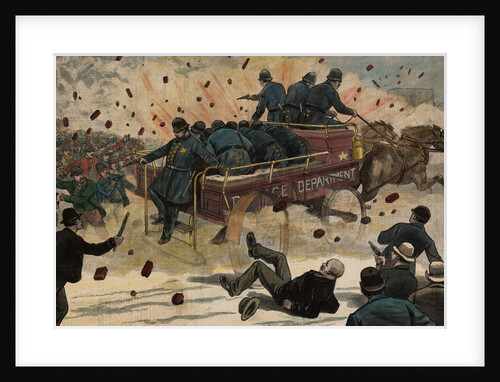 Police in Wagon Being Attacked by Mob with Rocks by Anonymous