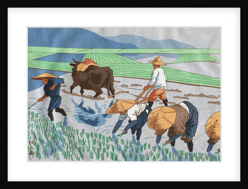 Asians Working in Rice Paddy Field by Anonymous