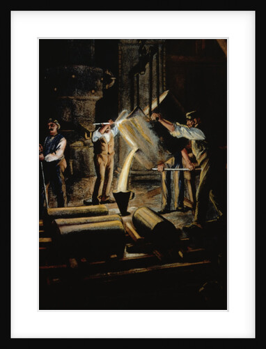 19th-Century Print of Men Casting Iron by Anonymous