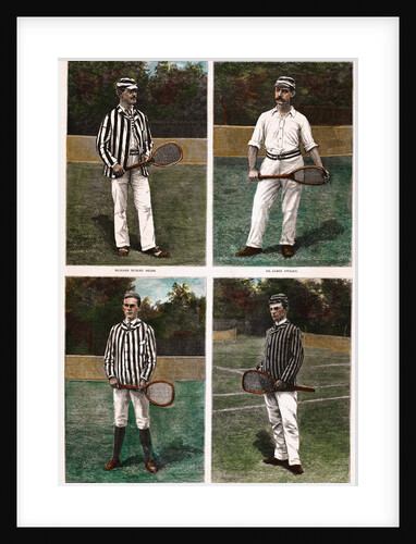 Illustrations Depicting Early Tennis Players with Their Racquets by Anonymous
