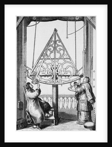 17th-Century Engraving of Johannes Hevelius Using a Sextant by Anonymous