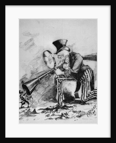 Editorial Cartoon Drawing of Uncle Sam Looking at Haiti by Cuthbert Rigby