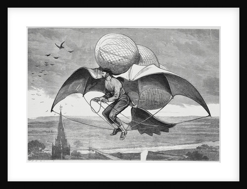 Illustration of Man Flying Type of Aircraft by Anonymous