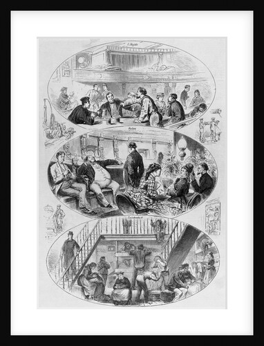 Woodcut Showing Three Types of Passengers on Ship by Anonymous
