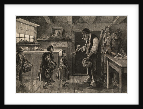 Young Children Waiting for Bones from Meat Saloon Worker by Anonymous