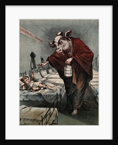 Cartoon of a Cow Vaccinating a Child by Anonymous