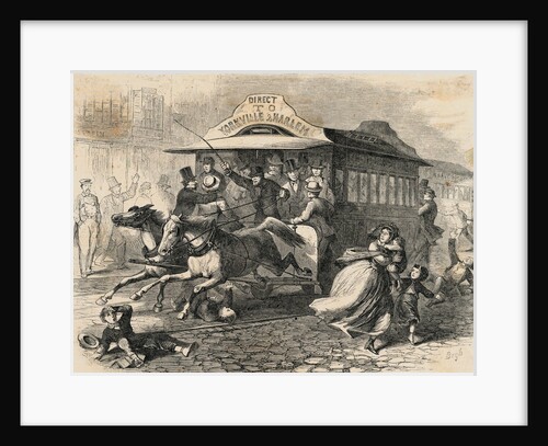 People Fleeing from Speeding Trolley Car by Anonymous