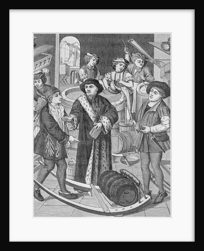 Copy of a 15th-Century Stained Glass Window in Tournai Cathedral Showing the Bishop of Tournai Receiving the Tithe of Beer by Anonymous