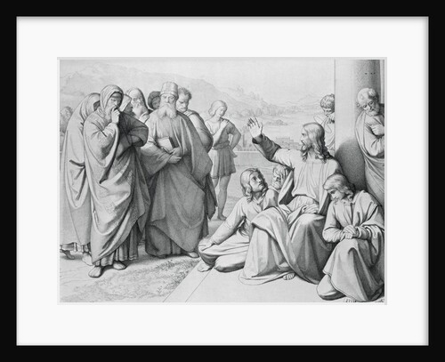 Engraving of Jesus with the Pharisees by Friedrich August Ludy