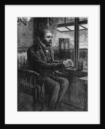 Washington Roebling Sitting with Brooklyn Bridge in Background by Anonymous