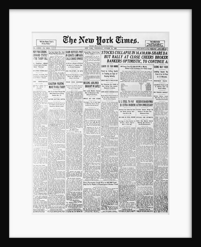 1929 Cover of New York Times Newspaper by Anonymous