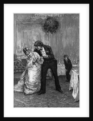 Stolen Kiss Under the Mistletoe by Frederick Barnard