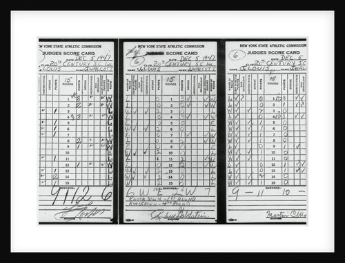Scorecards from Boxing Match by Anonymous