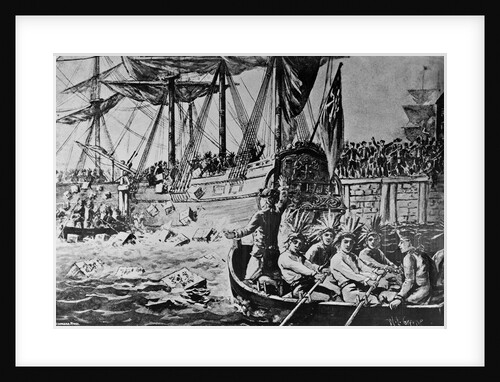Drawing Depicting the Boston Tea Party by W.L. Greene