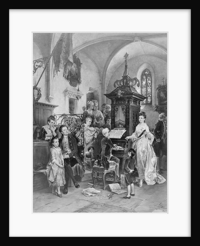 Drawing of Mozart Playing Organ for Gathering by Anonymous