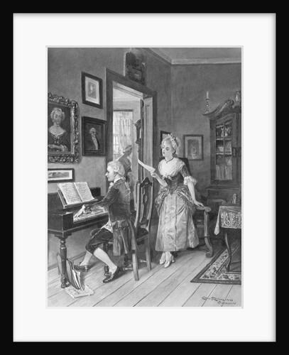 Mozart Playing Piano for Young Songstress by Anonymous
