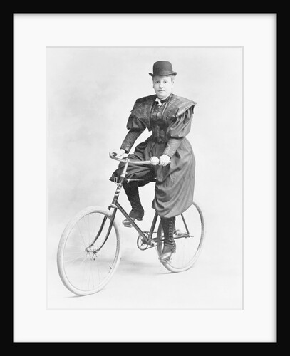 Suffragette Dressed in Man's Hat on Bicycle by Anonymous