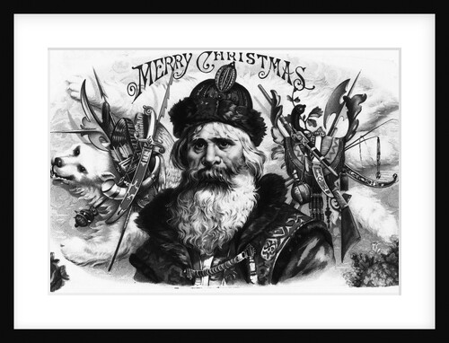 Lithograph of Santa Claus with Hunting Regalia by Anonymous