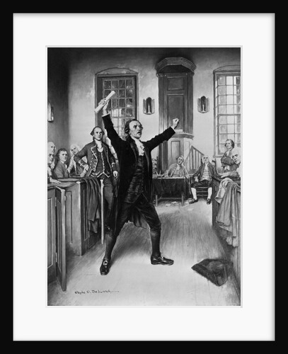 Illustration of Revolutionary Patrick Henry Gesturing During Speech by Anonymous