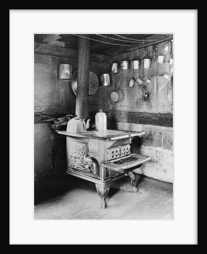 Old Stove Inside Log Cabin Kitchen by Anonymous