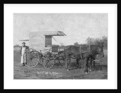 Portrait of an Early Meat Deliverer with His Cart by Anonymous