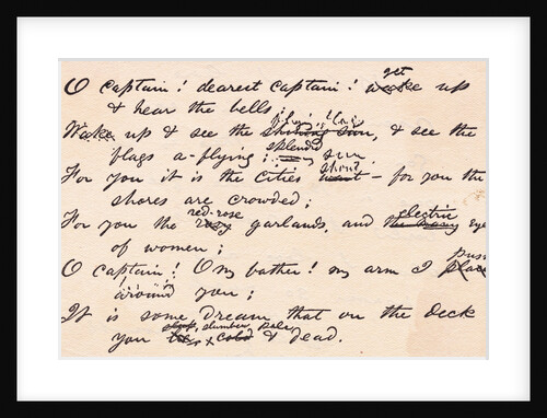 Display of Poem by Walt Whitman on Abraham Lincoln's Death by Anonymous