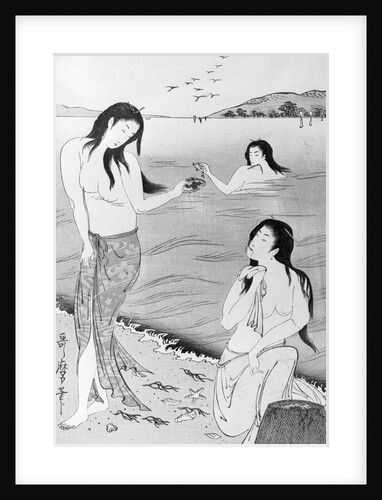 Woodblock Print of Japanese Female Pearl Divers by Anonymous