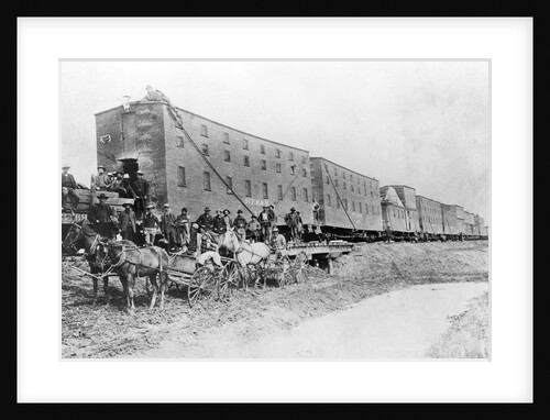 Men in Front of Dormitory Cars by Anonymous