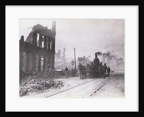Fire Engine Among Earthquake Ruins by Anonymous